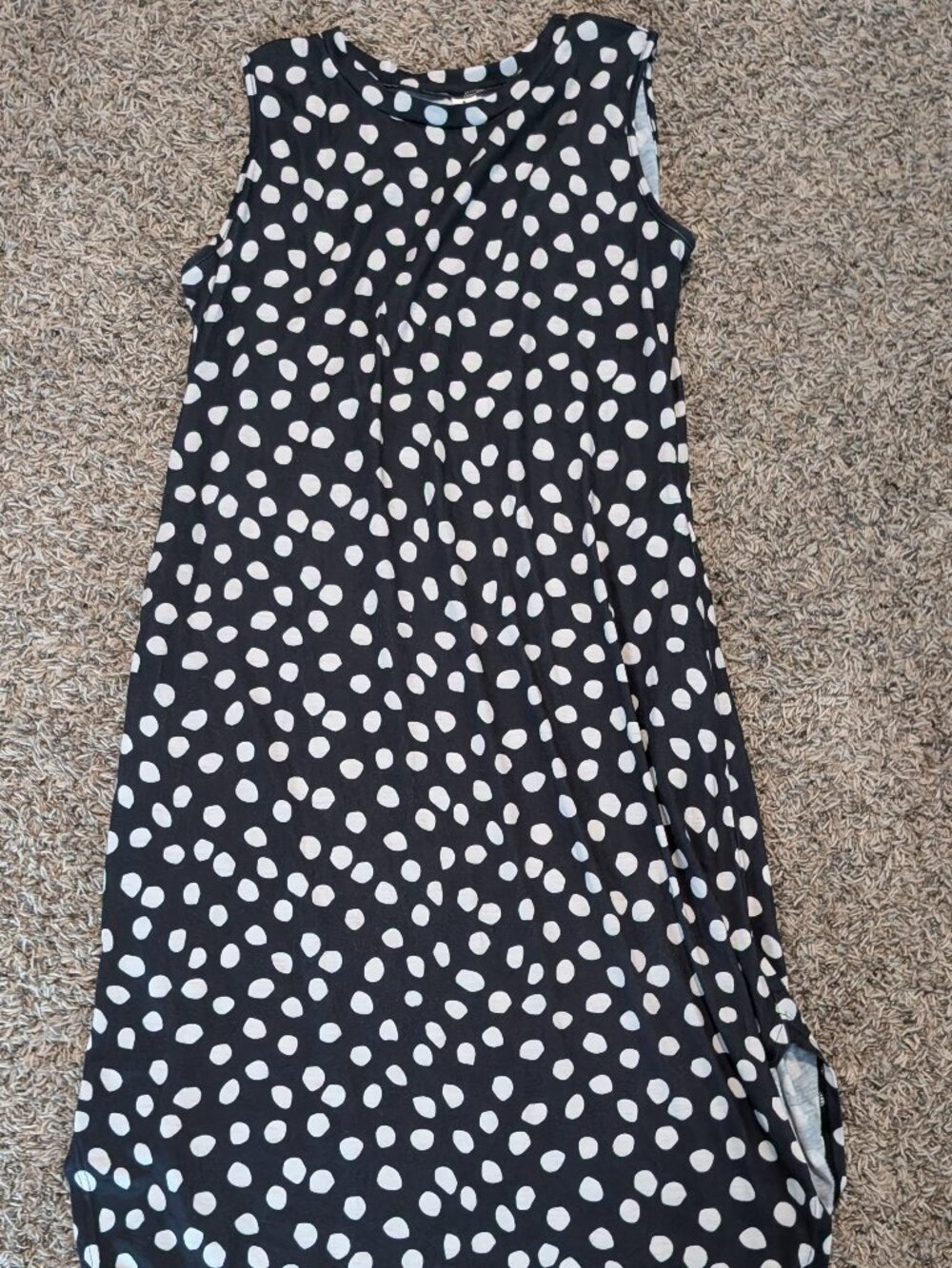 Anrabess Women's Polka Dot Tunic Dress - Large - Navy & White
